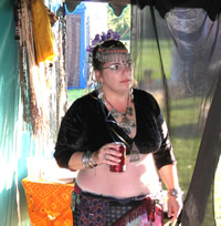 Crystal Pauses for Refreshment in the Tent