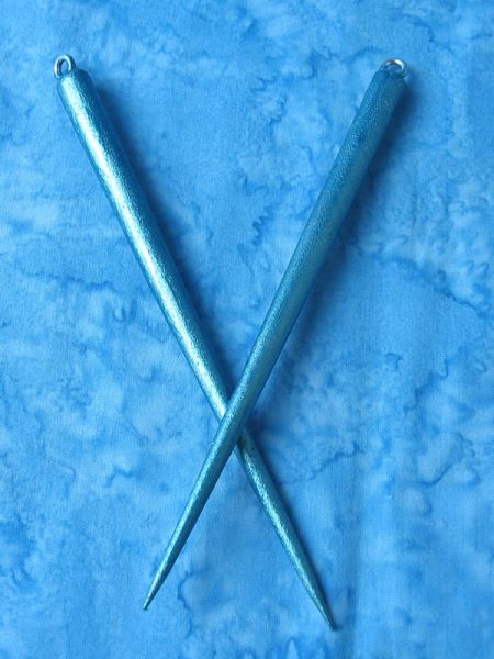 Wood Hair Stick Metallic Turquiose
