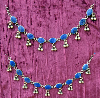 Kuchi Anklet with Oval Lapis Links