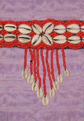 Cowry and Beaded Choker Red