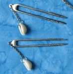 Silver 2 prong Hair Stick with Cowry Shell