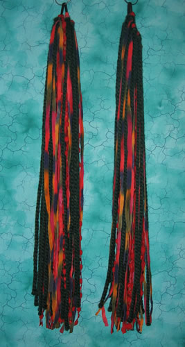 Green and Red Yarn Hair Falls