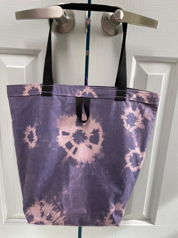 Large Shopping Tote features vintage floral fabric with butterflies